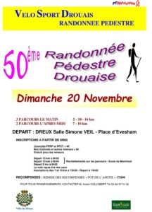 50EME RANDONNEE PEDESTRE VELO SPORT DROUAIS 20 NOVEMBRE 2016 PLAQUETTE