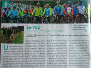 VELO SPORT DROUAIS 70EME ANNIVERSAIRE REVUE DE PRESSE MTAVILLE N97 JANV-FEV-2017